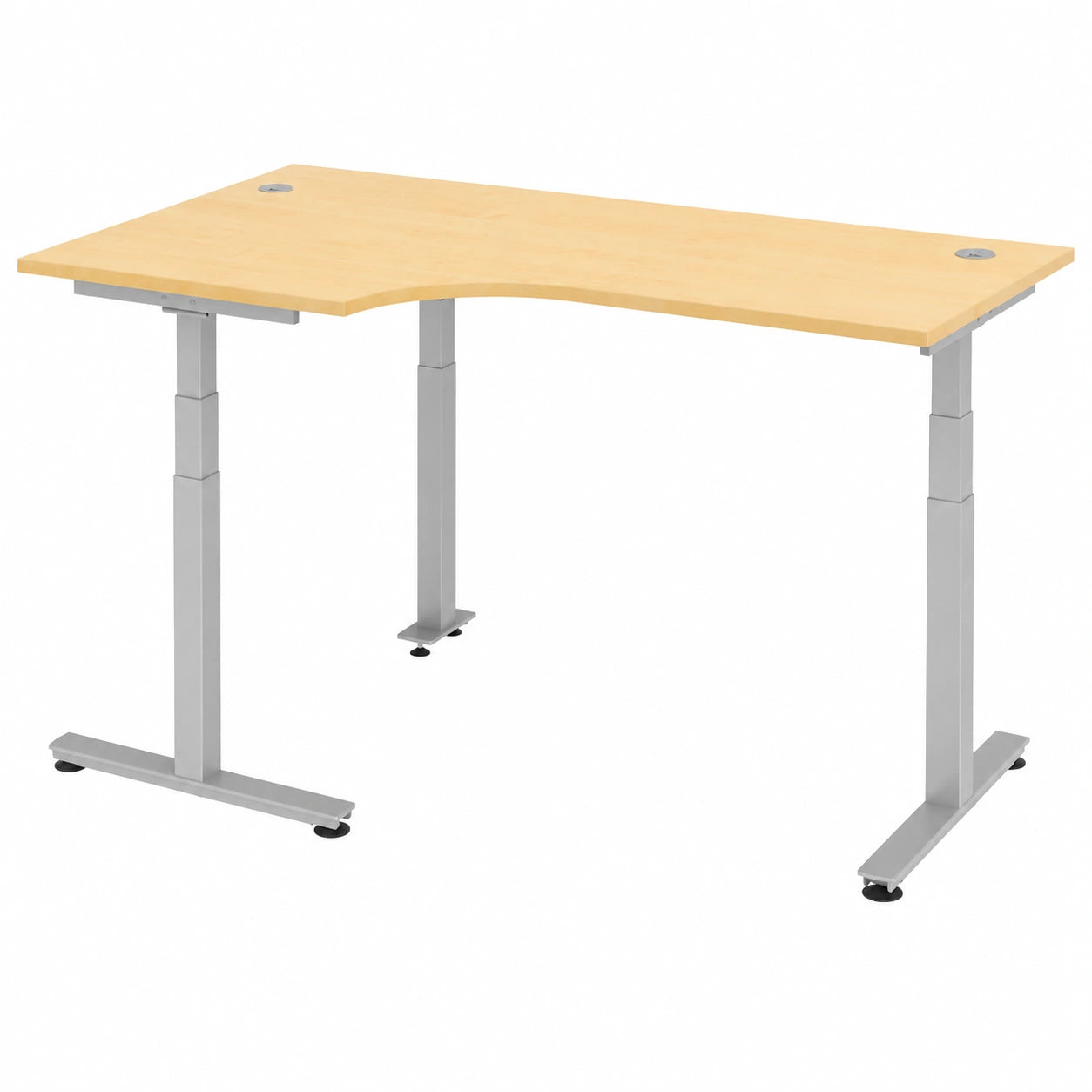 Eckschreibtisch – 200 × 120 cm, höhenverstellbar, elektrisch, Silber