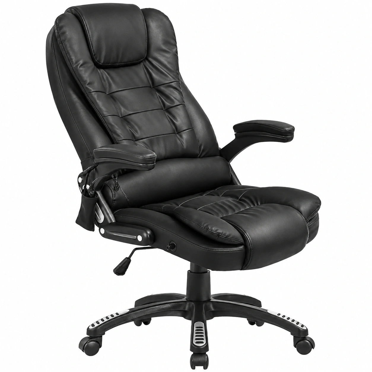 Massagesessel – 121 cm, drehbar, mit LED-Beleuchtung, aus Kunstleder, Schwarz