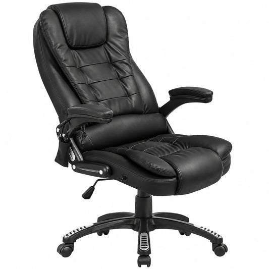 Massagesessel – 121 cm, drehbar, mit LED-Beleuchtung, aus Kunstleder, Schwarz