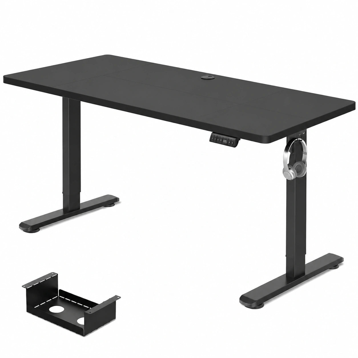Schreibtisch – 180 × 80 cm, höhenverstellbar, elektrisch, Schwarz