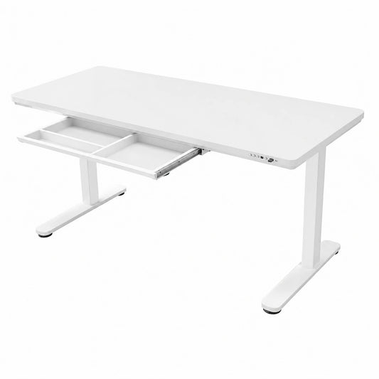 Schreibtisch – 140 × 60 cm, höhenverstellbar, mit Schubladen, elektrisch, aus Glas, für Büro