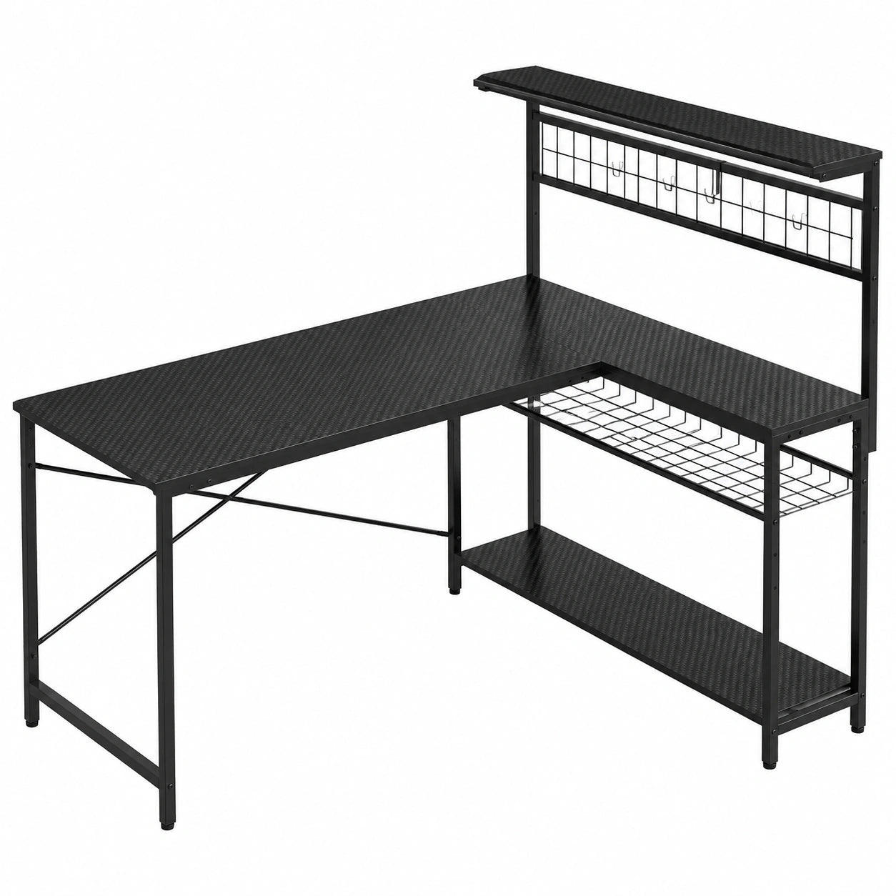 Eckschreibtisch – 130 cm, mit LED-Beleuchtung, mit Ablagen